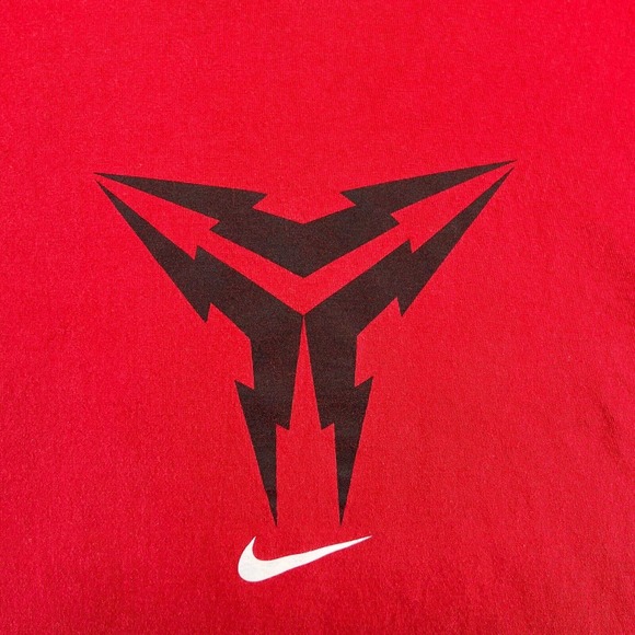 Vintage Nike Shirt Men's Large Red Black Graphic Center Swoosh Short Sleeve Y2K - Picture 6 of 10